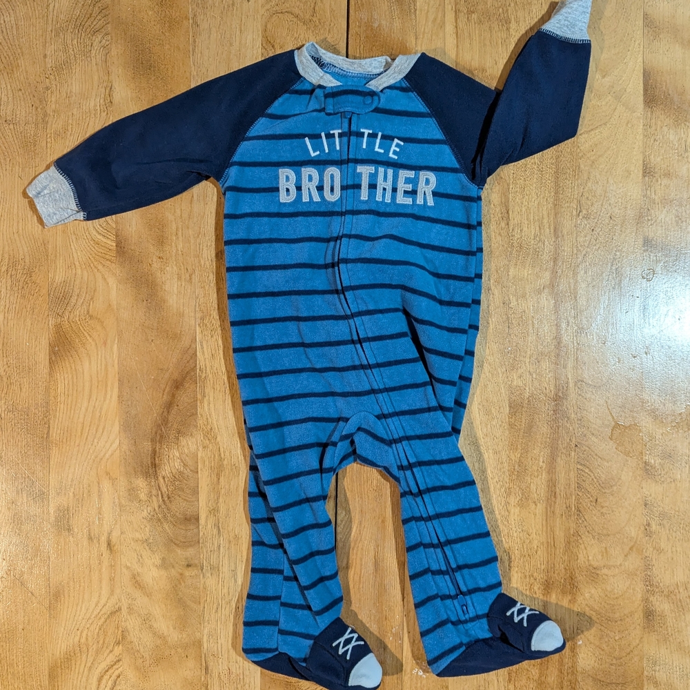 Carter's Blue and Gray Striped Footie Pajama